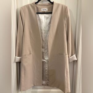 Calvin Klein Women's Beige Open-Front Blazer
